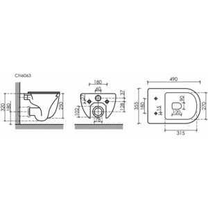 Унитаз подвесной безободковый Ceramicanova Modena Rimless с сиденьем микролифт, темный антрацит матовый (CN6063MDH)