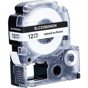 Кассета с лентой S'OK C53S654024 (LK-4WBQ) для Epson, черный на белом, 12мм/8м