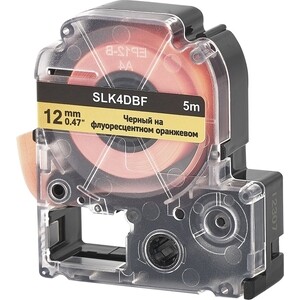 Кассета с лентой S'OK K4DBF для Epson , черный на флуоресцентном оранжевом, 12мм/5м