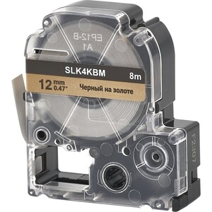Кассета с лентой S'OK K4KBM для Epson , черный на золотом, 12мм/8м