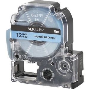 Кассета с лентой S'OK K4LBP для Epson , черный на синем, 12мм/8м