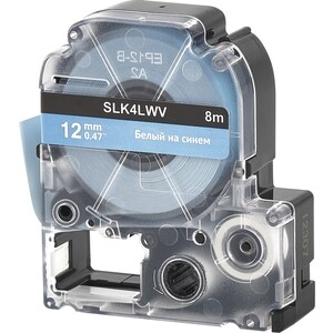 Кассета с лентой S'OK K4LWV для Epson , белый на синем, 12мм/8м