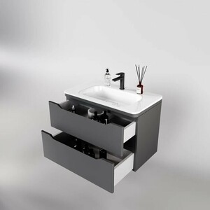 Тумба под раковину Style line Марелла 80х39 подвесная, серая (СС-00002412)