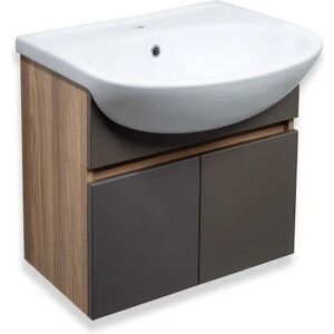Тумба с раковиной Runo Лада 50 подвесная, графит (00-00001367, 4620008192758)