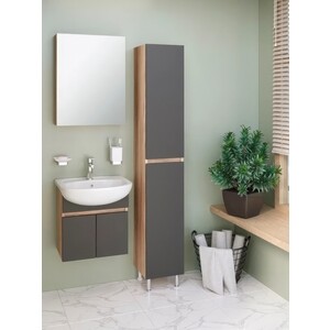 Тумба с раковиной Runo Лада 50 подвесная, графит (00-00001367, 4620008192758)