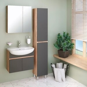 Тумба с раковиной Runo Лада 60 подвесная, графит (00-00001369, 4620008192772)