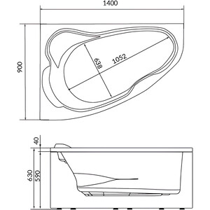 Акриловая ванна Marka One Lil 140х90 правая (01лил1490п)