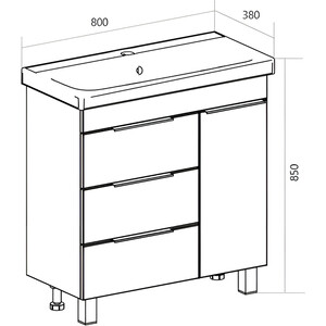 Тумба под раковину 1Marka Gaula 80х36 графит (У92546)