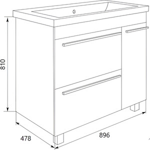 Тумба с раковиной 1Marka Соната 90х48 с бельевой корзиной, белая (У51042, 10.150.00900.001)