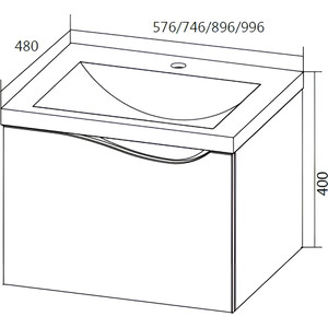 Тумба с раковиной 1Marka Этюд 58х48 белый глянец (У51989, 10.150.00580.001)