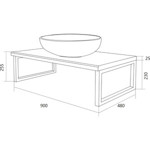 Столешница 1Marka Grunge Loft 90х48 бетон темно-серый (У85837)