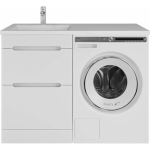 Тумба с раковиной Sanstar Толедо 50 (110) левая, под стиральную машину, белая, Estetus Даллас