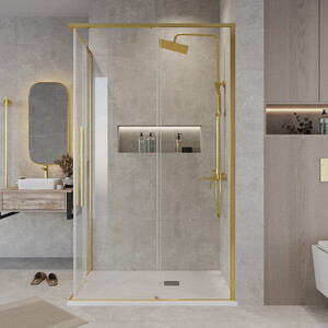 Душевой уголок Grossman Galaxy 90x80 прозрачный, золото сатин (300.K33.01.9080.32.00)