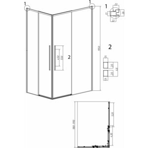 Душевая дверь Grossman Galaxy 100х195 прозрачная, графит сатин (1/2.K33.01.10.42.00)