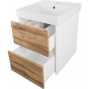 Тумба под раковину Misty Адриана 45 подвесная, дуб вотан/белая (П-Адр01045-0122Я)