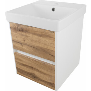Тумба под раковину Misty Адриана 45 подвесная, дуб вотан/белая (П-Адр01045-0122Я)
