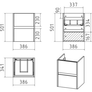 Тумба под раковину Misty Алиса 40 подвесная, белая (Э-Али01040-011П2Я)
