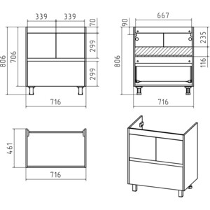 Тумба под раковину Misty Алиса 75 белая (Э-Али01075-0112Я)