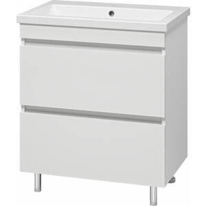 Тумба с раковиной Misty Енисей 70 с 2 ящиками, белая (Э-Ени01070-0112Я, 4623723854437)