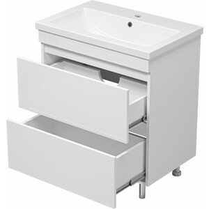 Тумба с раковиной Misty Енисей 70 с 2 ящиками, белая (Э-Ени01070-0112Я, 4623723854437)