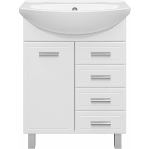 Тумба под раковину Misty Стелла 65 4 ящика, с бельевой корзиной, белая (Э-Сте01065-01К4Я)