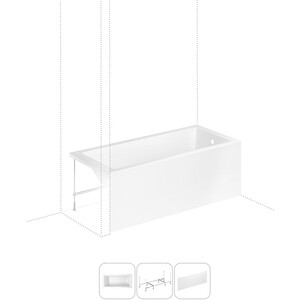 Акриловая ванна Lavinia Boho Catani 160х80 правая, с каркасом и фронтальной панелью (S2-3712160R)