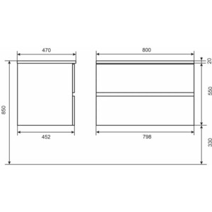 Тумба под раковину Uperwood Barsa 80 черная/дуб сонома (293020539)