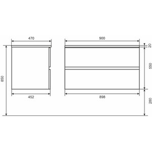 Тумба под раковину Uperwood Barsa 90 черная/дуб сонома (2937205253)