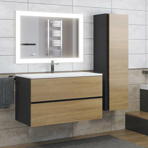 Тумба под раковину Uperwood Barsa 90 черная/дуб сонома (2937205253)