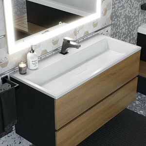 Тумба под раковину Uperwood Barsa 100 черная/дуб сонома (293020540)