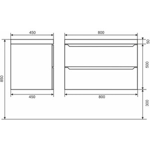 Тумба под раковину Uperwood Tanos 80 подвесная, белая/графит (2930205142)
