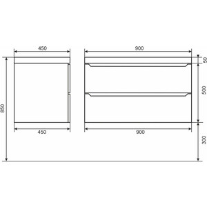 Тумба под раковину Uperwood Tanos 90 подвесная, белая/графит (2930205143)