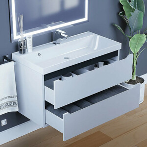 Тумба под раковину Uperwood Tanos 90 подвесная, белая/графит (2930205143)