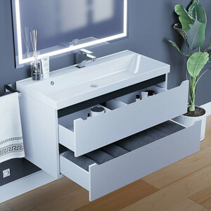 Тумба под раковину Uperwood Tanos 100 подвесная, белая/графит (2930205144)