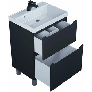 Тумба под раковину Uperwood Tanos 60 напольная, 2 ящика, черная матовая (291120331)