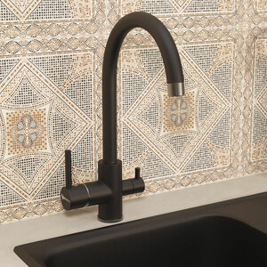 Смеситель для кухни Uperwood UPD-003-05 с подключением фильтра, вороненая сталь/уголь