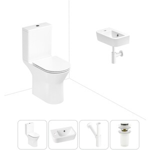 Набор для туалета 4 в 1 Lavinia Boho Elegant с сиденьем микролифт, аксессуары в цвете матовый белый (202008479)