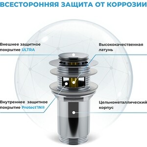 Сифон для раковины Wellsee Drainage System с донным клапаном, хром (182102001)
