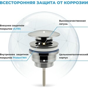 Сифон для раковины Wellsee Drainage System с донным клапаном, хром (182102003)