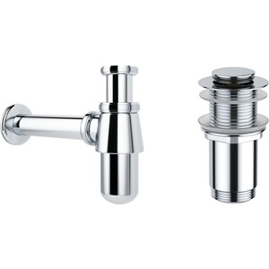 Сифон для раковины Wellsee Drainage System с донным клапаном, хром (182103002)