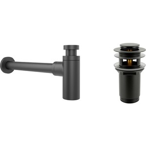 Сифон для раковины Wellsee Drainage System с донным клапаном, матовый черный (182105001)