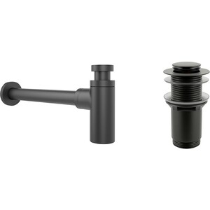 Сифон для раковины Wellsee Drainage System с донным клапаном, матовый черный (182105002)