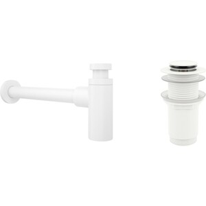 Сифон для раковины Wellsee Drainage System с донным клапаном, матовый белый (182108002)