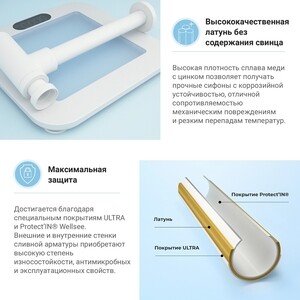 Сифон для раковины Wellsee Drainage System с донным клапаном, матовый белый (182108002)