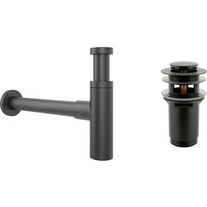Сифон для раковины Wellsee Drainage System с донным клапаном, матовый черный (182120001)