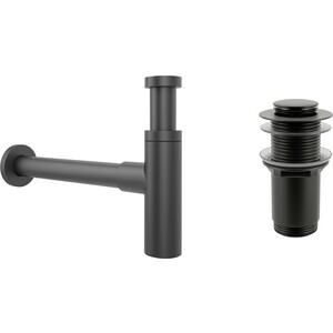 Сифон для раковины Wellsee Drainage System с донным клапаном, матовый черный (182120002)
