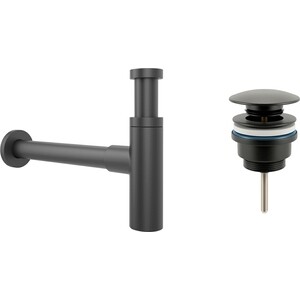 Сифон для раковины Wellsee Drainage System с донным клапаном, матовый черный (182120003)