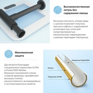 Сифон для раковины Wellsee Drainage System с донным клапаном, матовый черный (182120003)