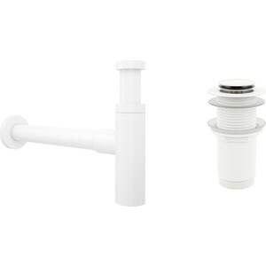 Сифон для раковины Wellsee Drainage System с донным клапаном, матовый белый (182123002)