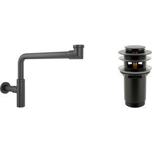 Сифон для раковины Wellsee Drainage System с донным клапаном, матовый черный (182125001)